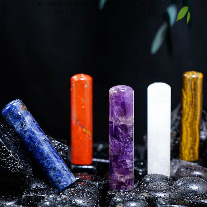 Olivenorma Natural Chakra Crystal Cylinder Ornament Gemstone Decoration - image 12