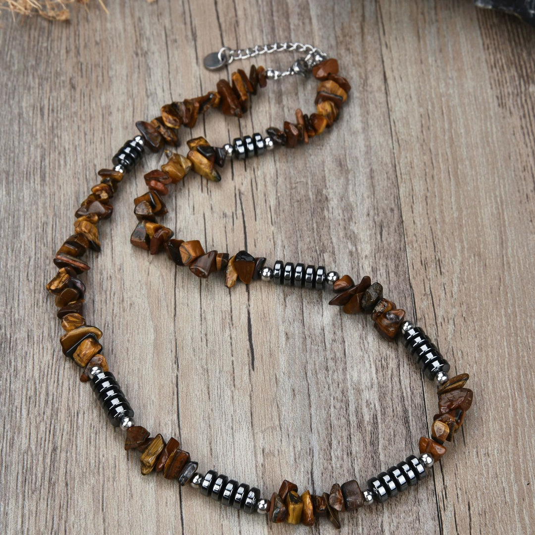 Olivenorma Natural Stone Irregular Crystal Necklace - Tiger Eye - image 6