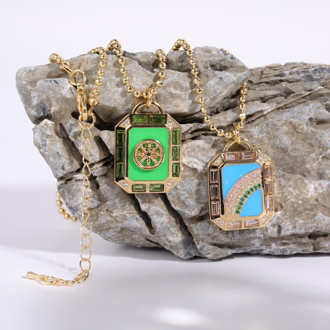 Olivenorma Enamel Rainbow Star Moon Tarot Card Pendant Necklace - image 5