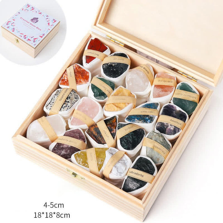 Olivenorma Natural Crystal Specimen Gemstone Decoration - A set of 20+Wooden box - image 4