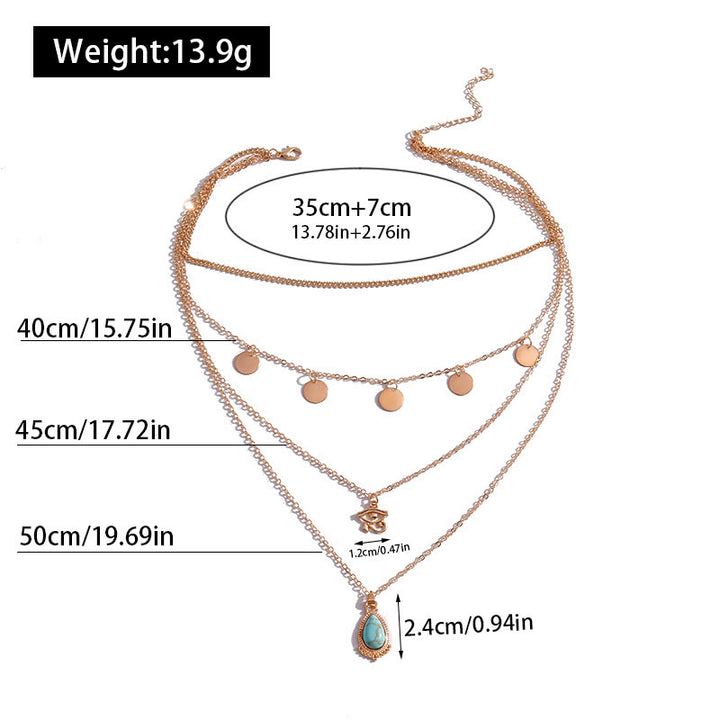 Olivenorma Turquoise Eye Of Horus Pendant Four Layer Necklace - image 11