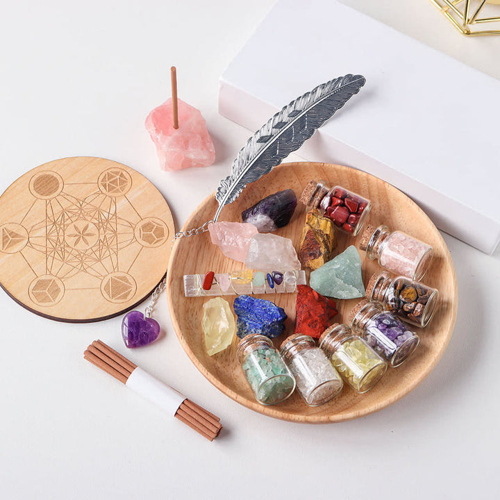 Olivenorma Natural Healing Gemstone Gravels 7 Chakra Raw Stone Set - image 3