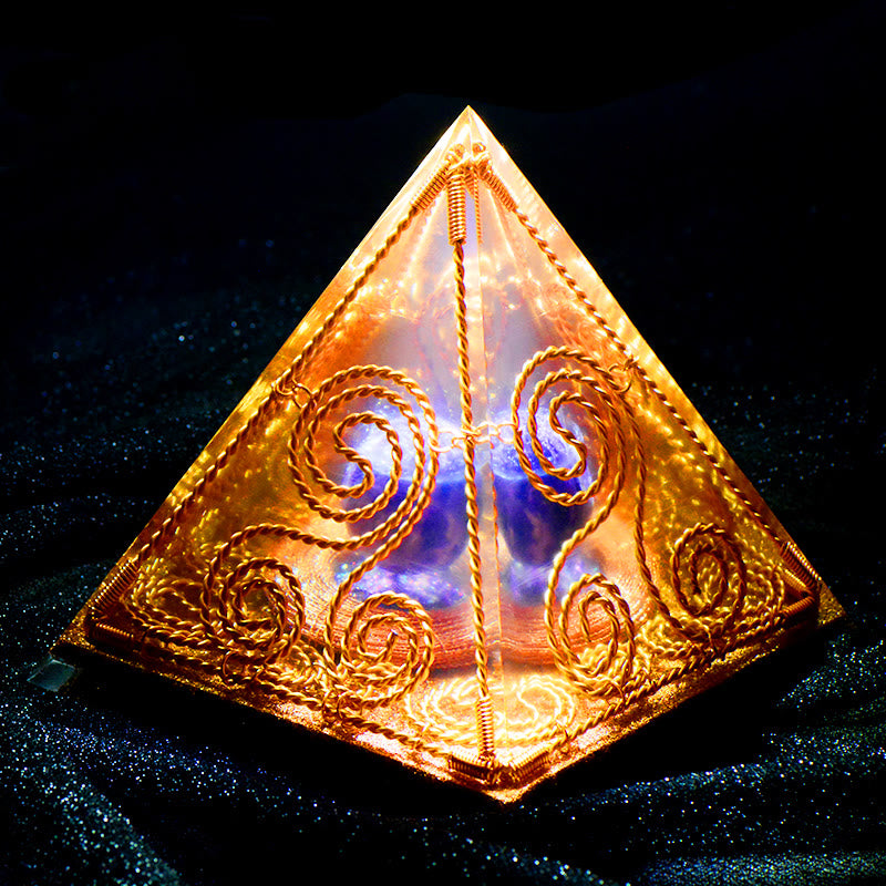 Olivenorma Triple Helix Cube - Ancient Egyptian Totem Amethyst Orgone Pyramid - Amethyst - image 0