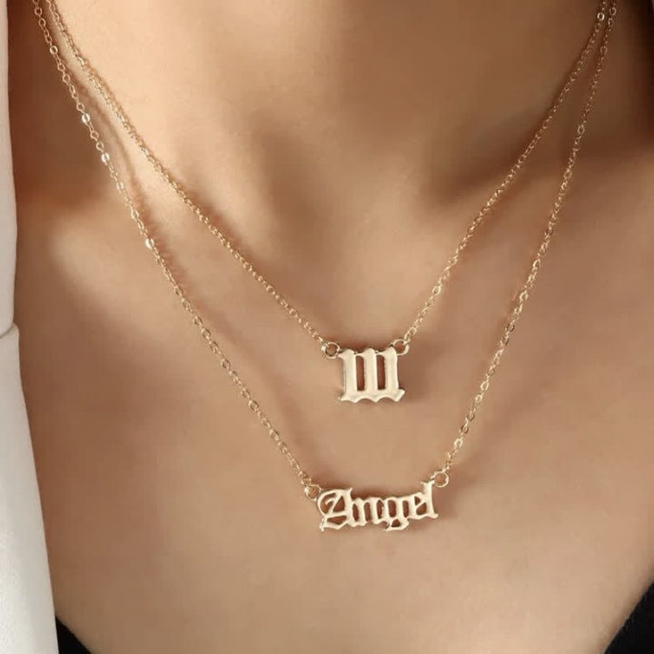 Olivenorma Angle Number & Angel Dainty Double Necklace - image 0