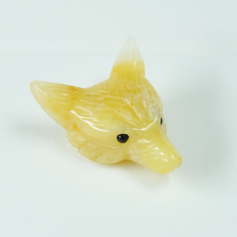 Olivenorma Spirit Guardian Wolf Head Crystal Carving Gemstone Decoration - Yellow Jade - With Card - image 27