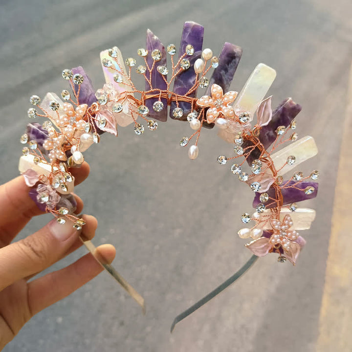 Olivenorma Luxury Natural Crystal With Pearl Crystal Crown - Amethyst - image 17