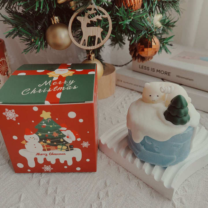 Olivenorma Christmas Cake Cookie Model Candle - Polar Bear Cake-9*9cm - image 4