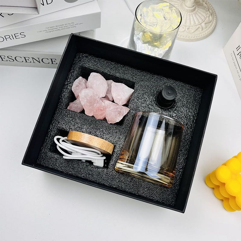 Olivenorma Flameless Diffuser Gift Box Crystal Aromatherapy Lamp - Rose Quartz - Ocean - image 1