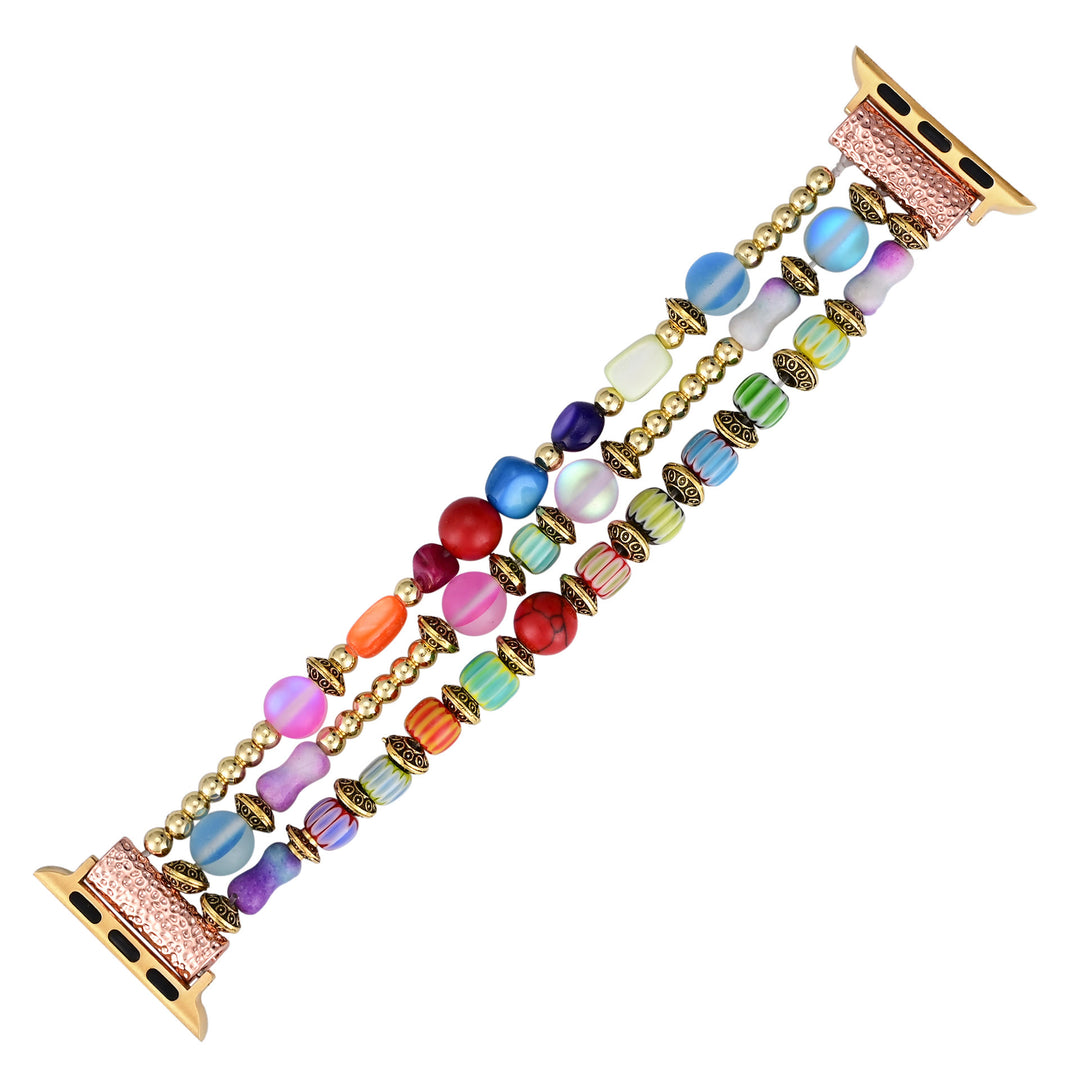 Olivenorma Cat's Eye Stone Beaded Elastic Cord Apple Watch Strap - image 2