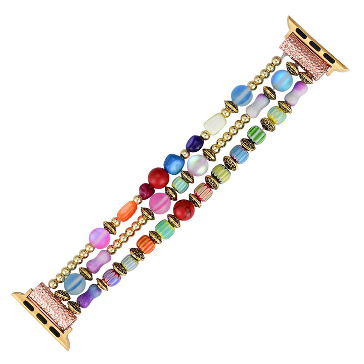 Olivenorma Cat's Eye Stone Beaded Elastic Cord Apple Watch Strap - image 2