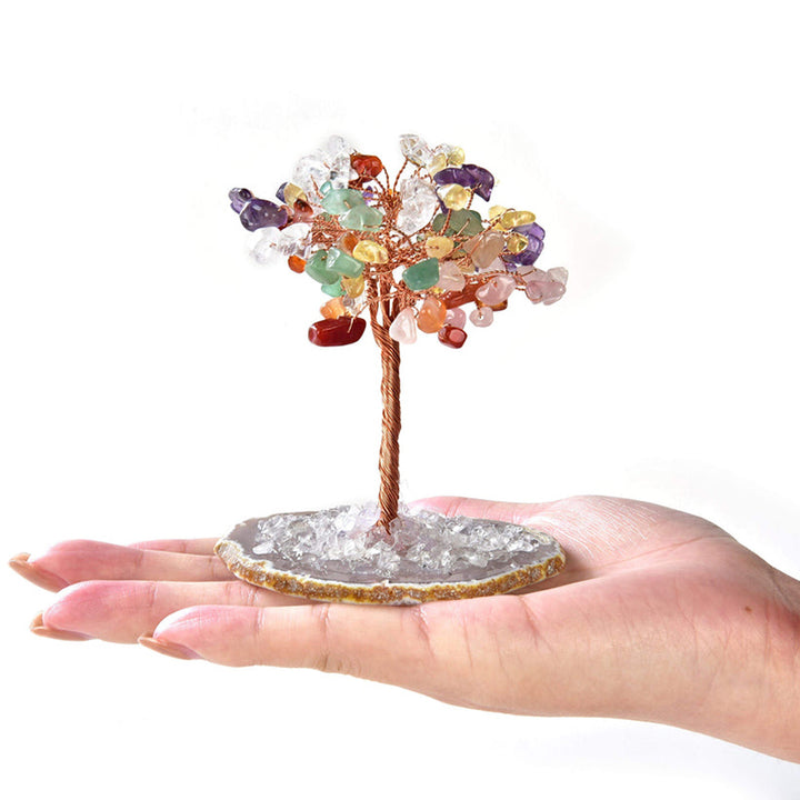 Olivenorma Multi-color Natural Gemstone Feng Shui Tree with Agate Base - image 2
