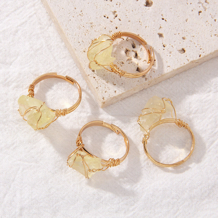 Olivenorma Natural Irregular Rough Wire Wrap Gemstone Ring - image 42