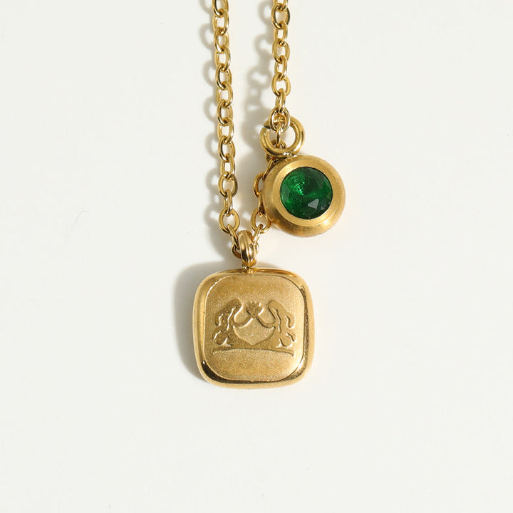 Olivenorma Twelve Zodiac Twelve Month Birthstone Pendant Necklace - Emerald & Gemini - image 10