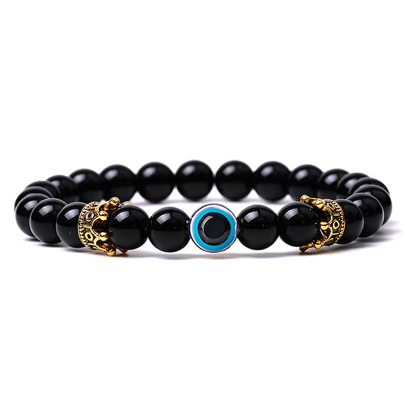 Natural Stone With Evil Eye Protection Bracelet - Obsidian - image 2