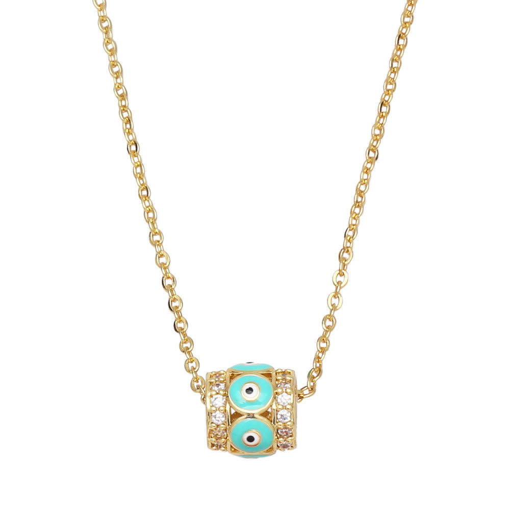 Olivenorma Turkish Evil Eye Hip Hop Pendant Necklace - Green&Evil Eye - image 1