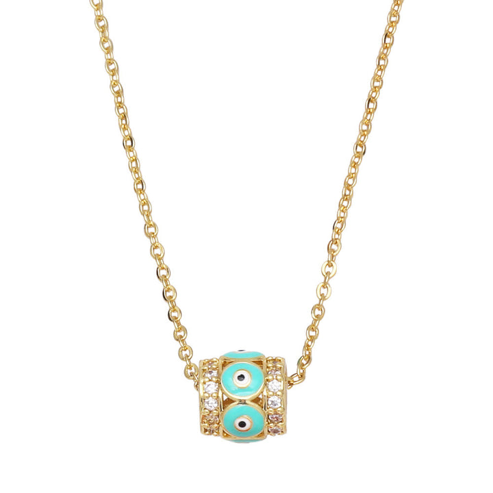 Olivenorma Turkish Evil Eye Hip Hop Pendant Necklace - Green&Evil Eye - image 1