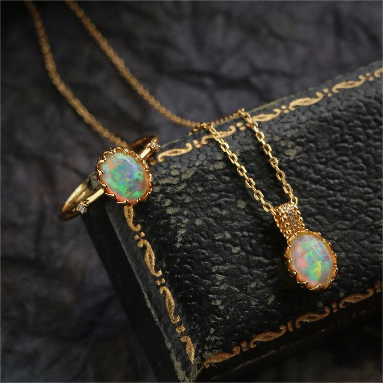 Olivenorma Opal Yellow Golden Ring Necklace - image 13