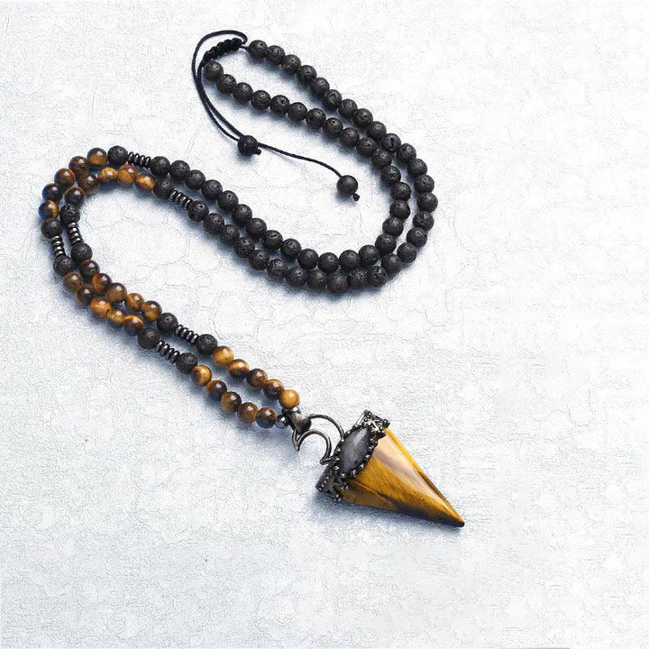 Olivenorma Natural Crystal Triangle Shape Pendant Necklace - Tiger Eye - image 5