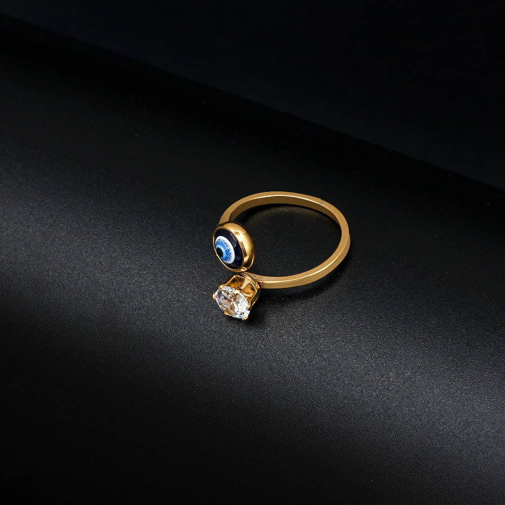 Olivenorma White Zircon Gold Plated Evil Eye Women Ring - image 9