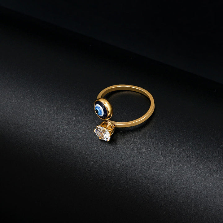 Olivenorma White Zircon Gold Plated Evil Eye Women Ring - image 9