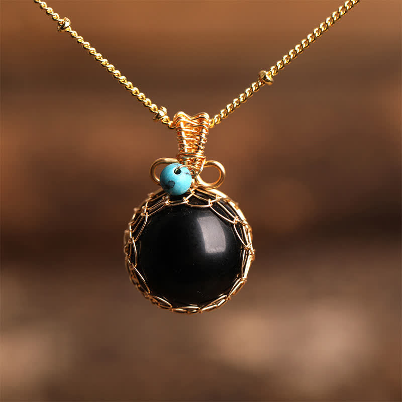 Olivenorma Delicate Natural Crystal Sphere Necklace - Obsidian - image 2