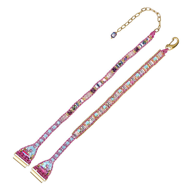 Olivenorma Crystal Beaded Rose Pink Braided Samsung Strap Bracelet - image 4