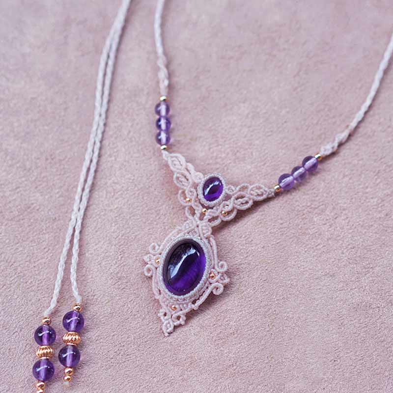 Olivenorma Amethyst Charoite Handwoven Guardian Bracelet Necklace - image 3