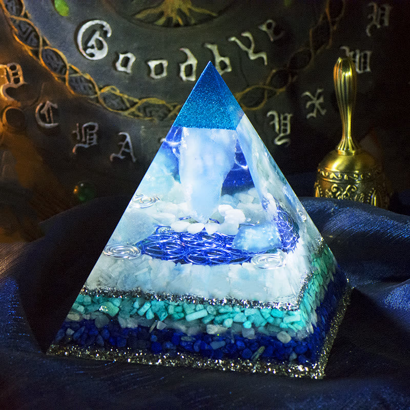 Olivenorma Clean Spirit-Aquamarine Crystal Tower Orgone Pyramid - image 1