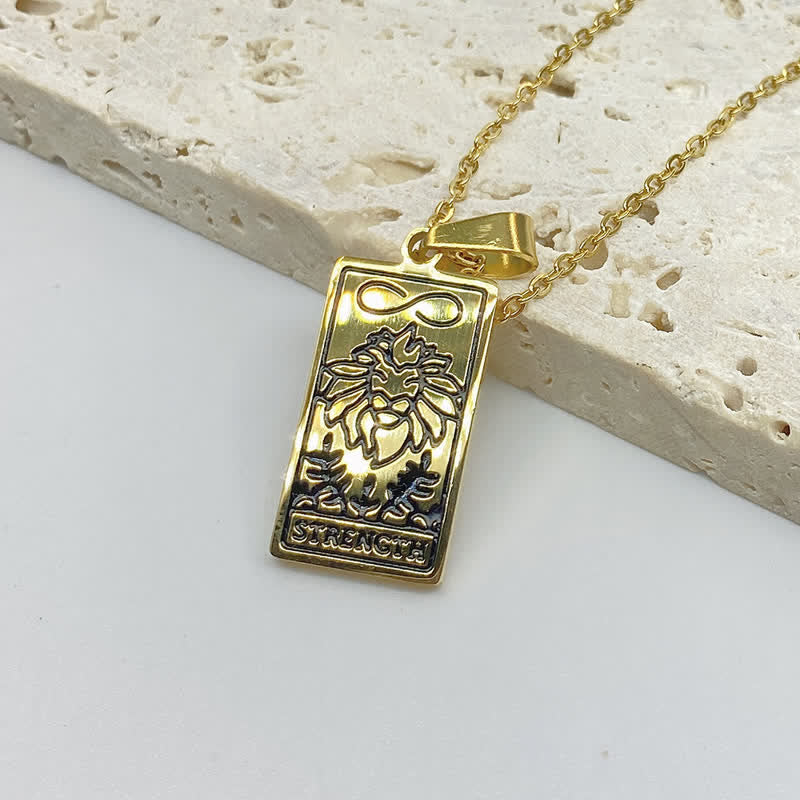 Olivenorma Vintage Tarot Card Fortune Necklace - Strength - Gold - image 16