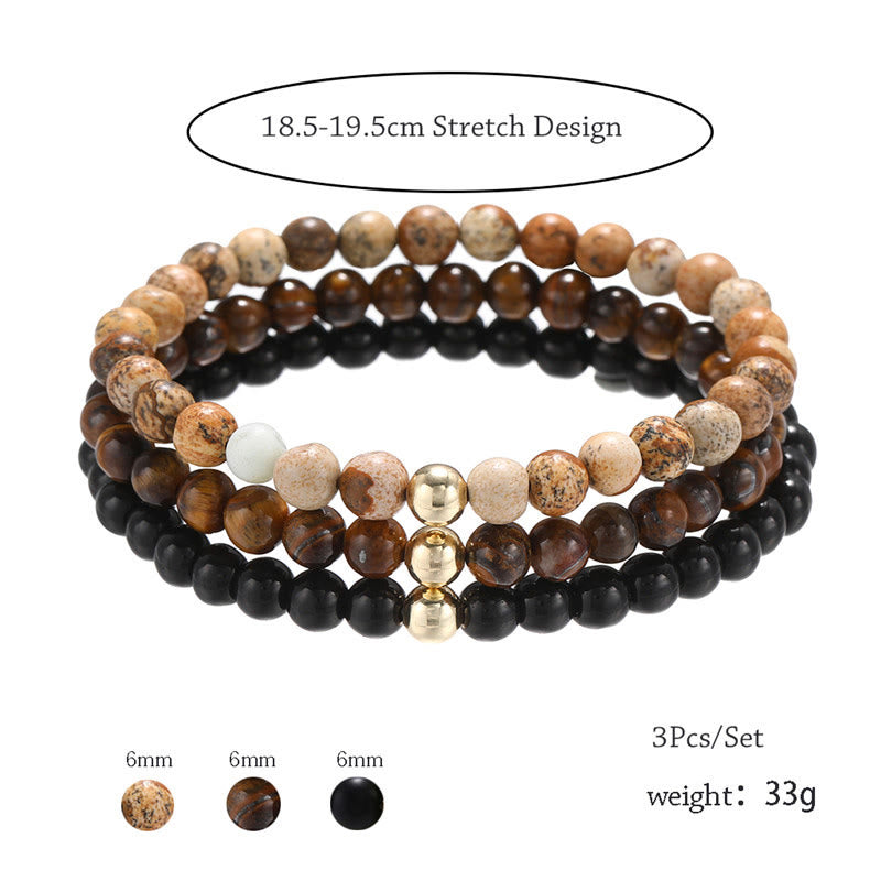 Olivenorma 6mm Onyx & Tiger Eye Stone Accessories Beads Bracelet - image 5