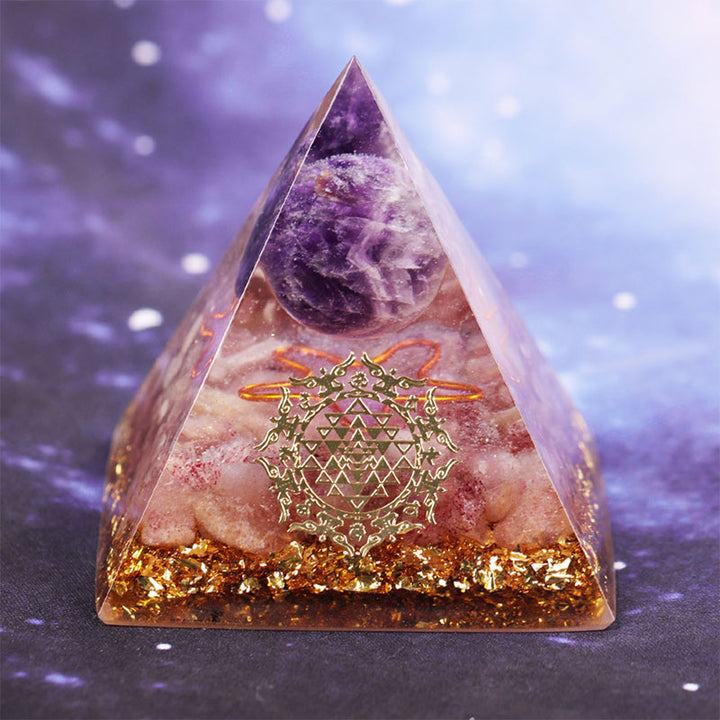 Olivenorma Amethyst Strawberry Quartz Orgone Pyramid - image 3