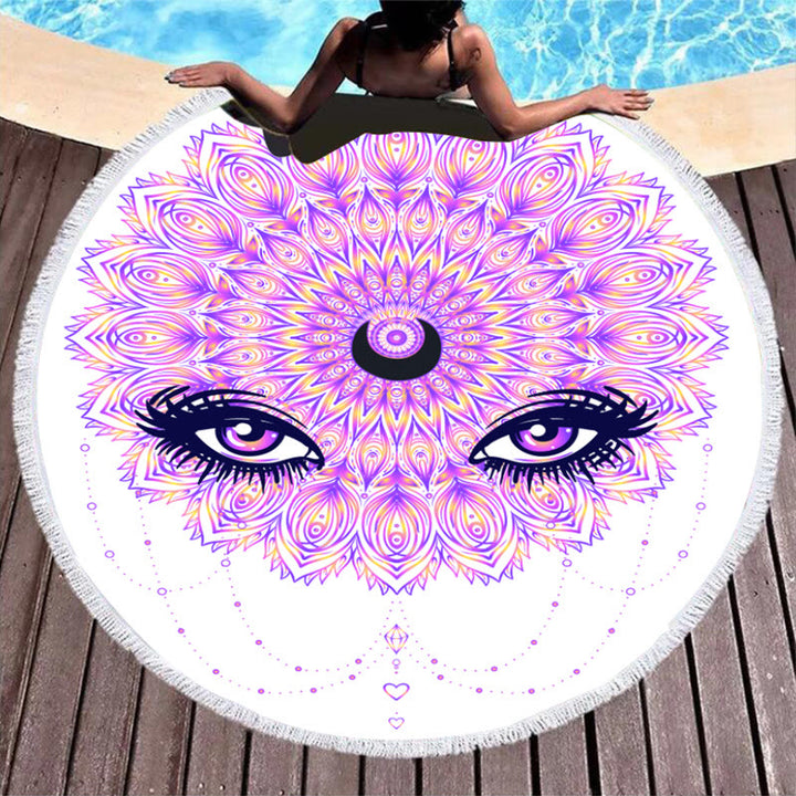 Olivenorma Evil Eye Hamsa Round Beach Towel Tapestry - Evil Eye&Moon - image 7