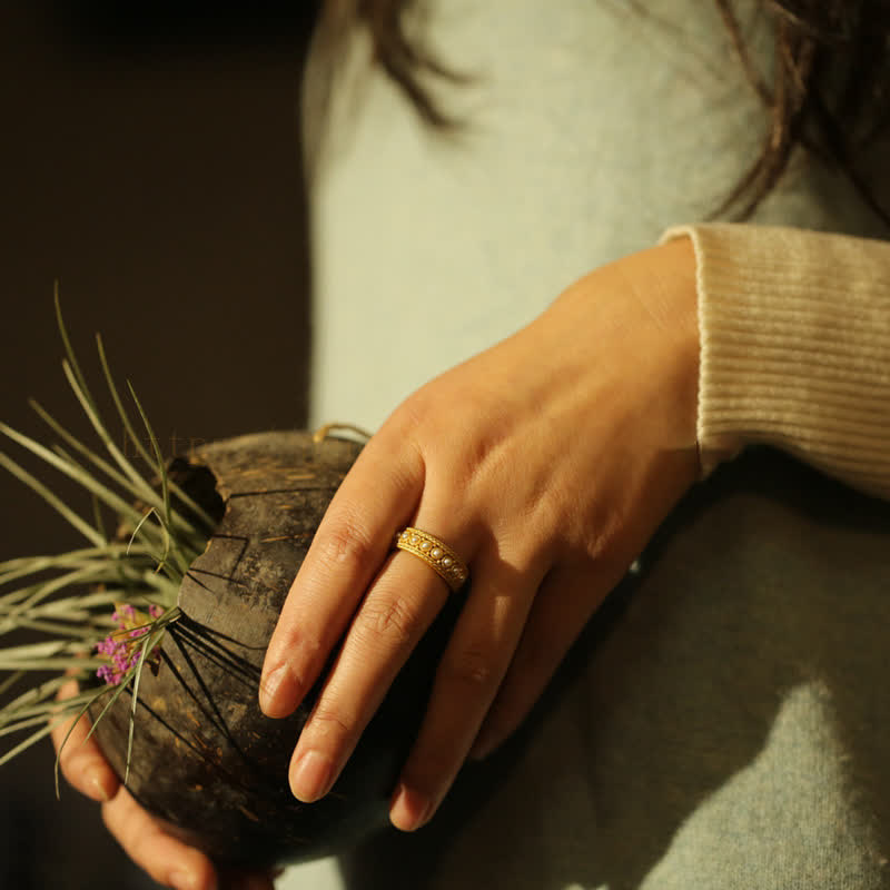 Olivenorma Pearl Delicate Open Adjustable Ring - image 1