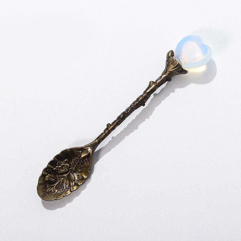 Olivenorma With Crystal Witches Herb Spoon Decoration - Heart#Opal - image 3