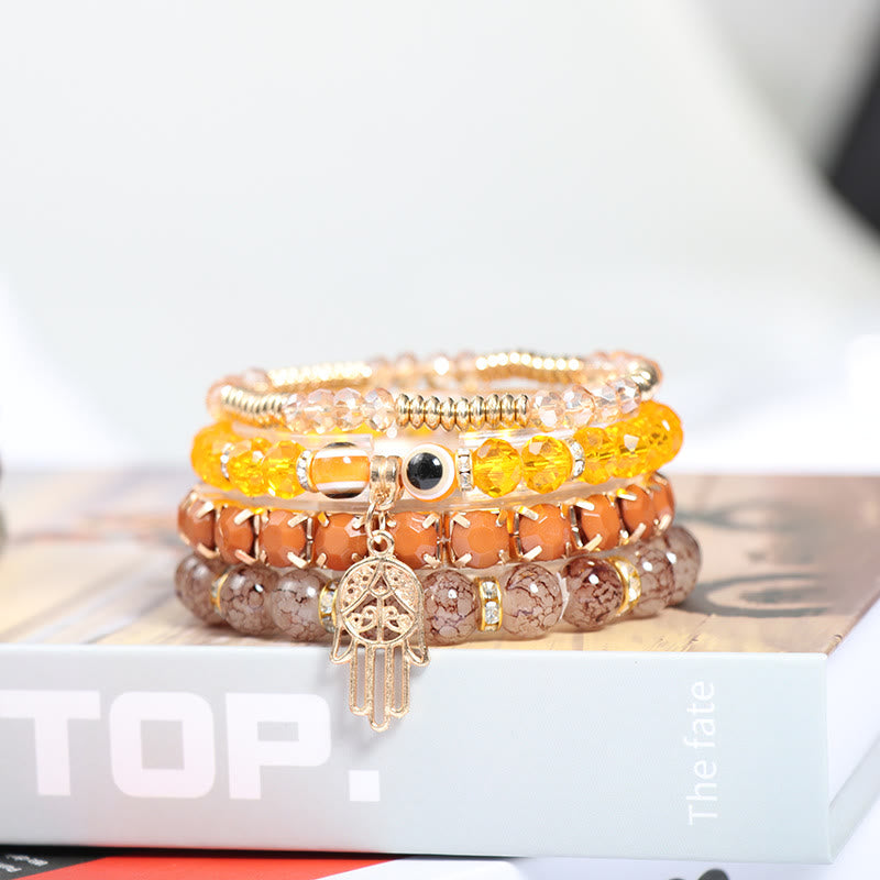 Olivenorma Evil Eye Hamsa Four Layer Beaded Bracelet Set - image 8
