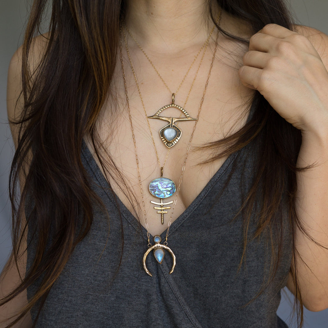 Olivenorma Gold Crescent Moonstone Necklace - image 2