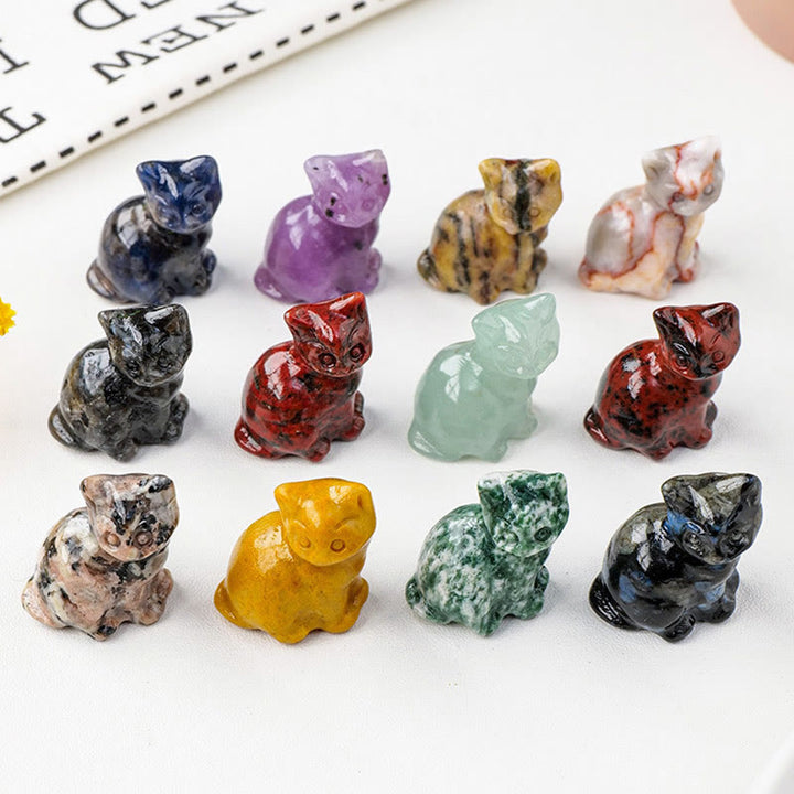 Olivenorma Natural Crystal Lucky Cat Carved Gemstone Decoration - image 0