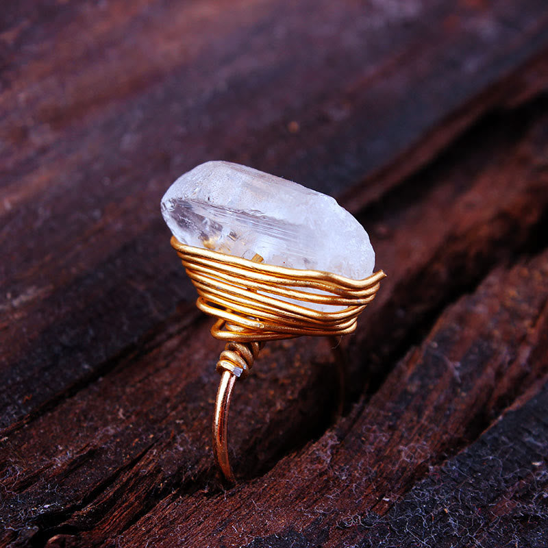 Olivenorma Handmade Natural Stone Crystal Wire Wrap Ring - image 2