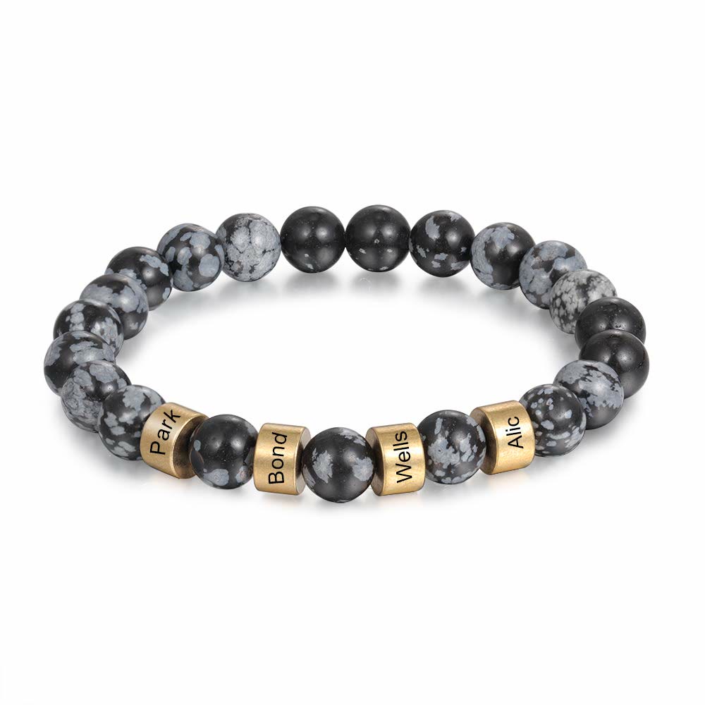 Olivenorma Natural Stone Engraving Personalized Beads Men Bracelet - image 18