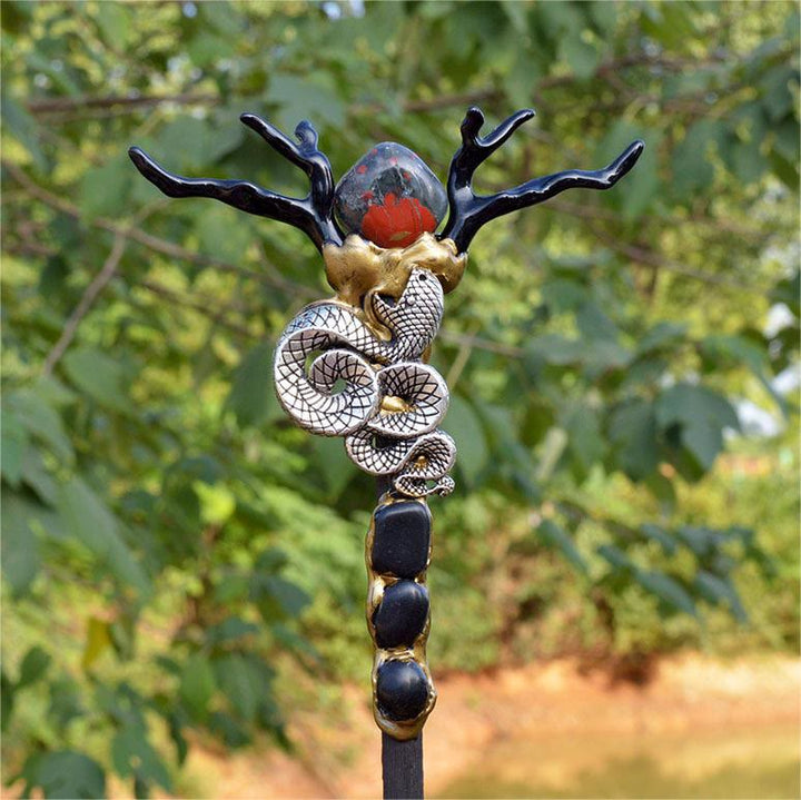 Olivenorma Natural Crystal Antlers Accessories Fairy Wand Crystal Wands - African Blood Stone&Obsidian - image 1