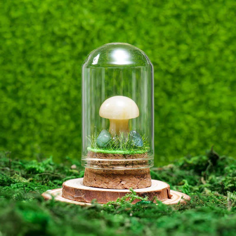 Olivenorma Glass Cover Natural Crystal Mushroom Decoration - Yellow Aventurine - image 18