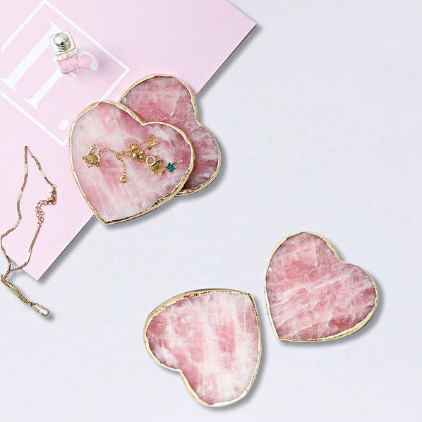 Olivenorma Rose Quartz Heart Shape Coaster Gemstone Decoration - image 2