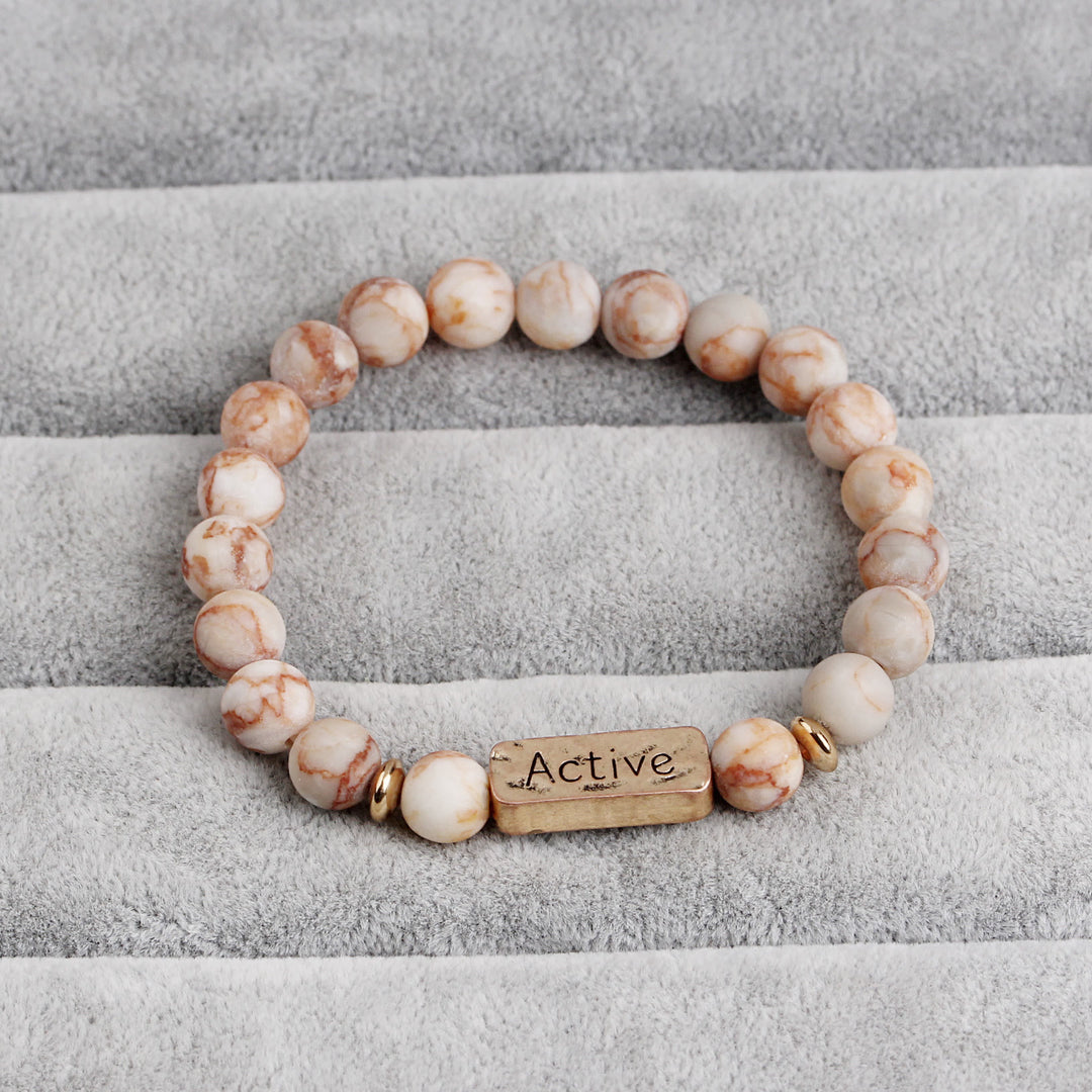 Olivenorma Natural Gemstone Active Faith Engraving Bracelet - Agalmatolite&Active - image 14