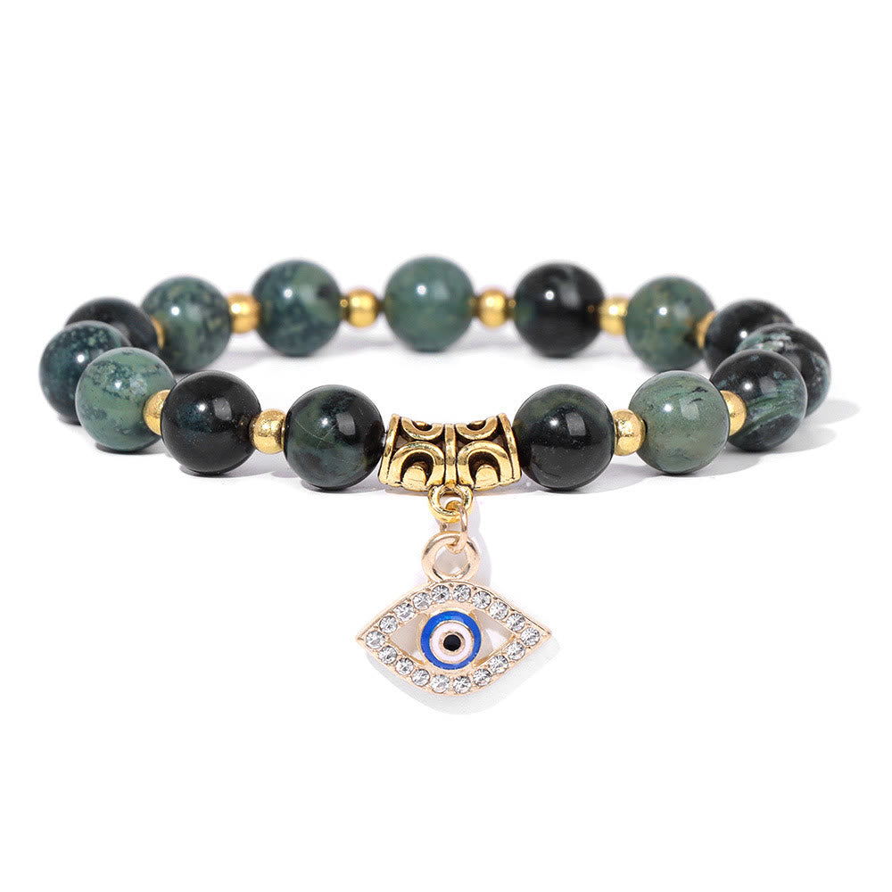 Olivenorma Natural Stone Beaded Evil Eye Pendant Bracelet - India Agate - image 46