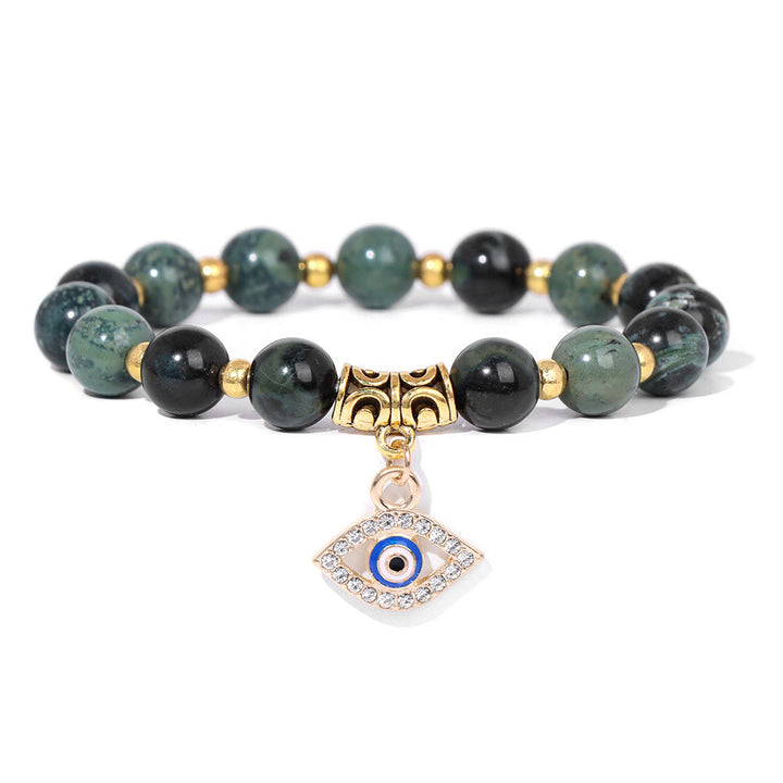 Olivenorma Natural Stone Beaded Evil Eye Pendant Bracelet - India Agate - image 46