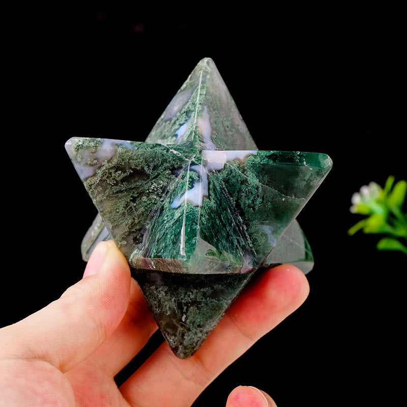 Olivenorma Natural Moss Agate Merkaba Ornament Gemstone Decoration - image 1