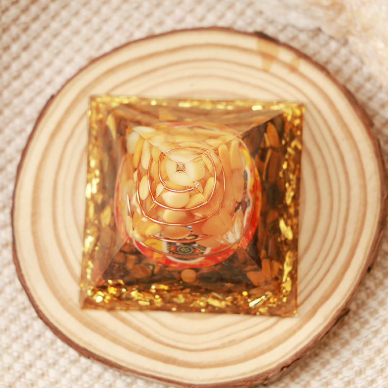 Olivenorma Sun Stone With Tiger Eye Hamsa Orgone Pyramid - image 4
