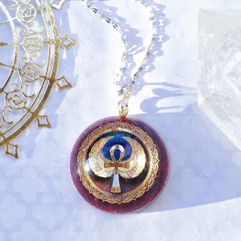 Olivenorma Garnet Lapis Lazuli Aquamarine Key Of Life Necklace - image 1