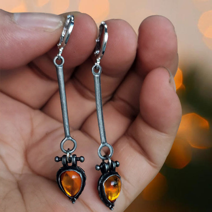 Olivenorma Tribe Water Drop Amber Stone Earrings - image 1