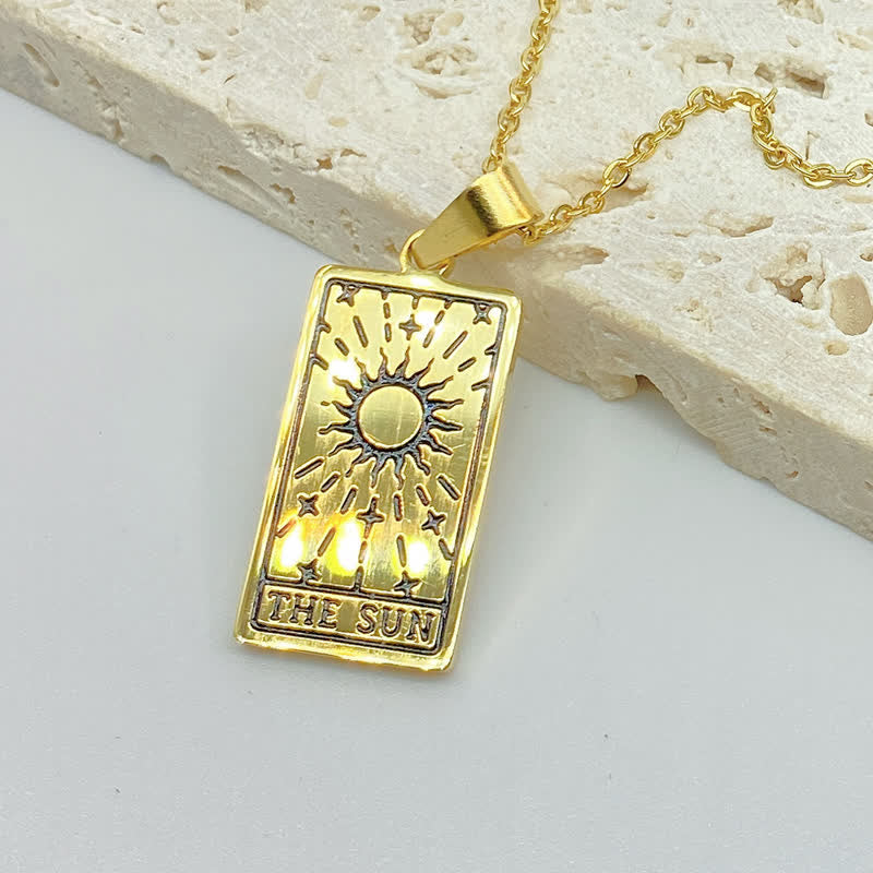 Olivenorma Vintage Tarot Card Fortune Necklace - The Sun - Gold - image 8